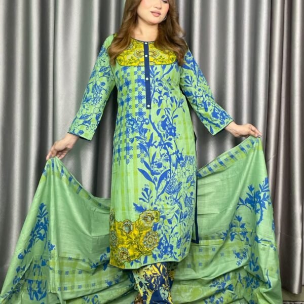 Alternative view of Aarong Cotton Print Hand Work 3 Piece Green Floral