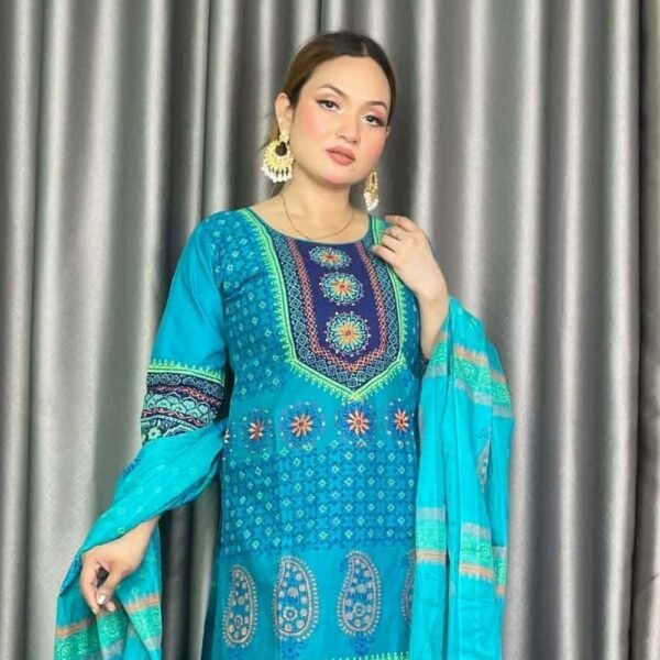 হ্যান্ড ওয়ার্কের এলিগেন্ট ডিজাইন আড়ং কটন পেস্ট কালার