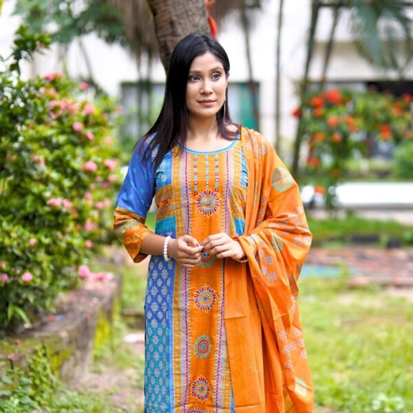 Aarong Cotton Hand Work and Hand Print  3 Piece